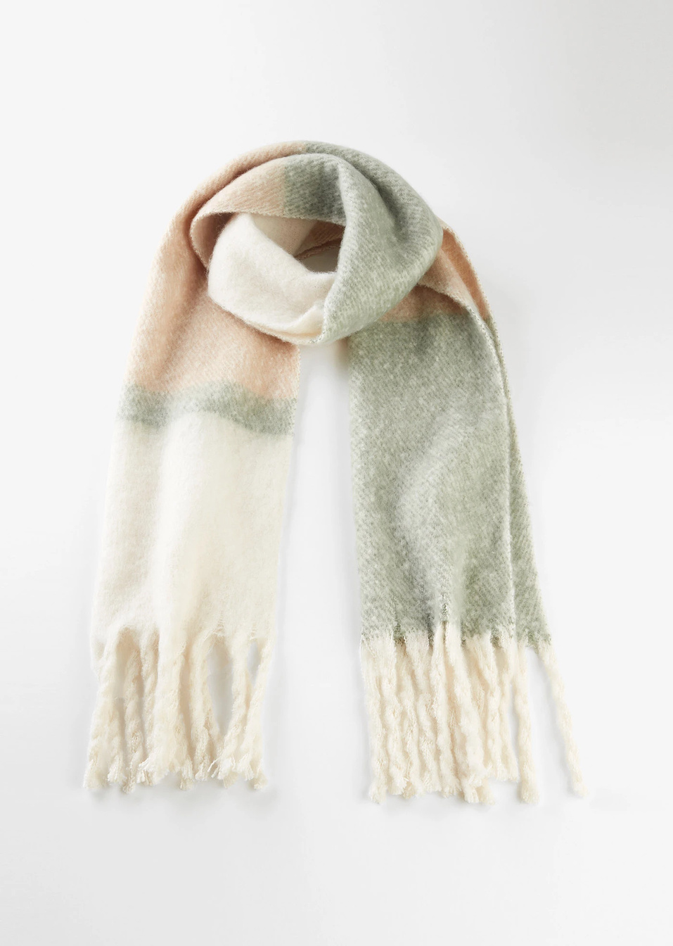 Κασκόλ-Μπεζ/Του σησαμιού/Πράσινο των βρύων ριγέ-bpc bonprix collection