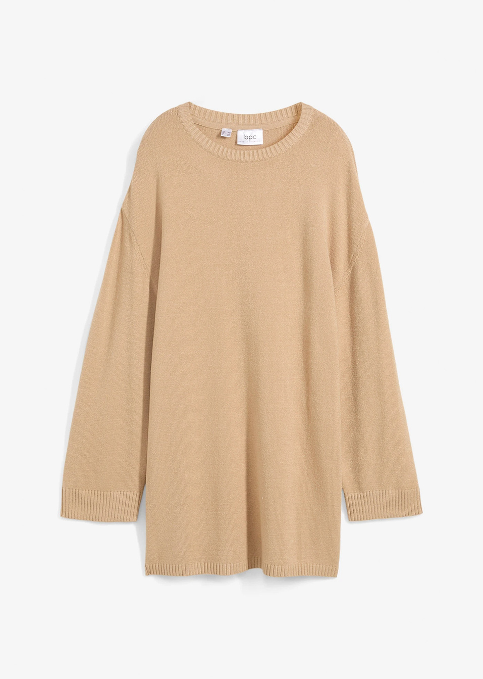Μακρύ πουλόβερ από λεπτό νήμα με σκισίματα-Καμηλό μελανζέ-bpc bonprix collection