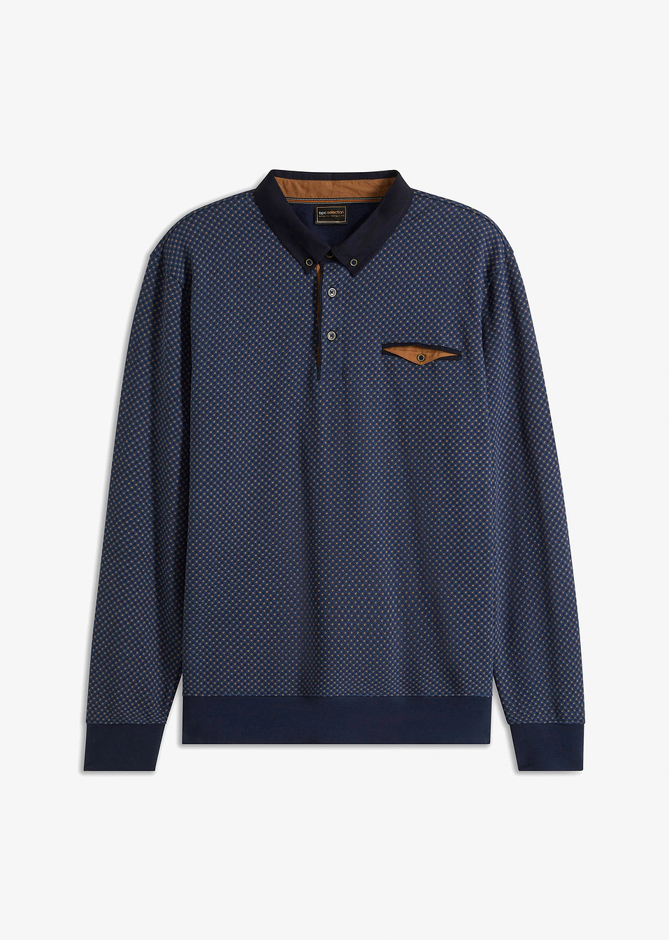 Φούτερ με γιακά πόλο-Μπλε σκούρο-bpc selection