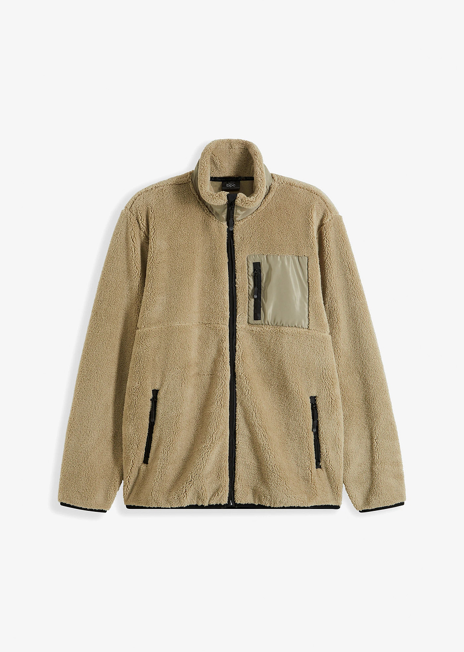 Ζακέτα φλις με μαλλιαρή εμφάνιση-Χακί σκούρο-bpc bonprix collection