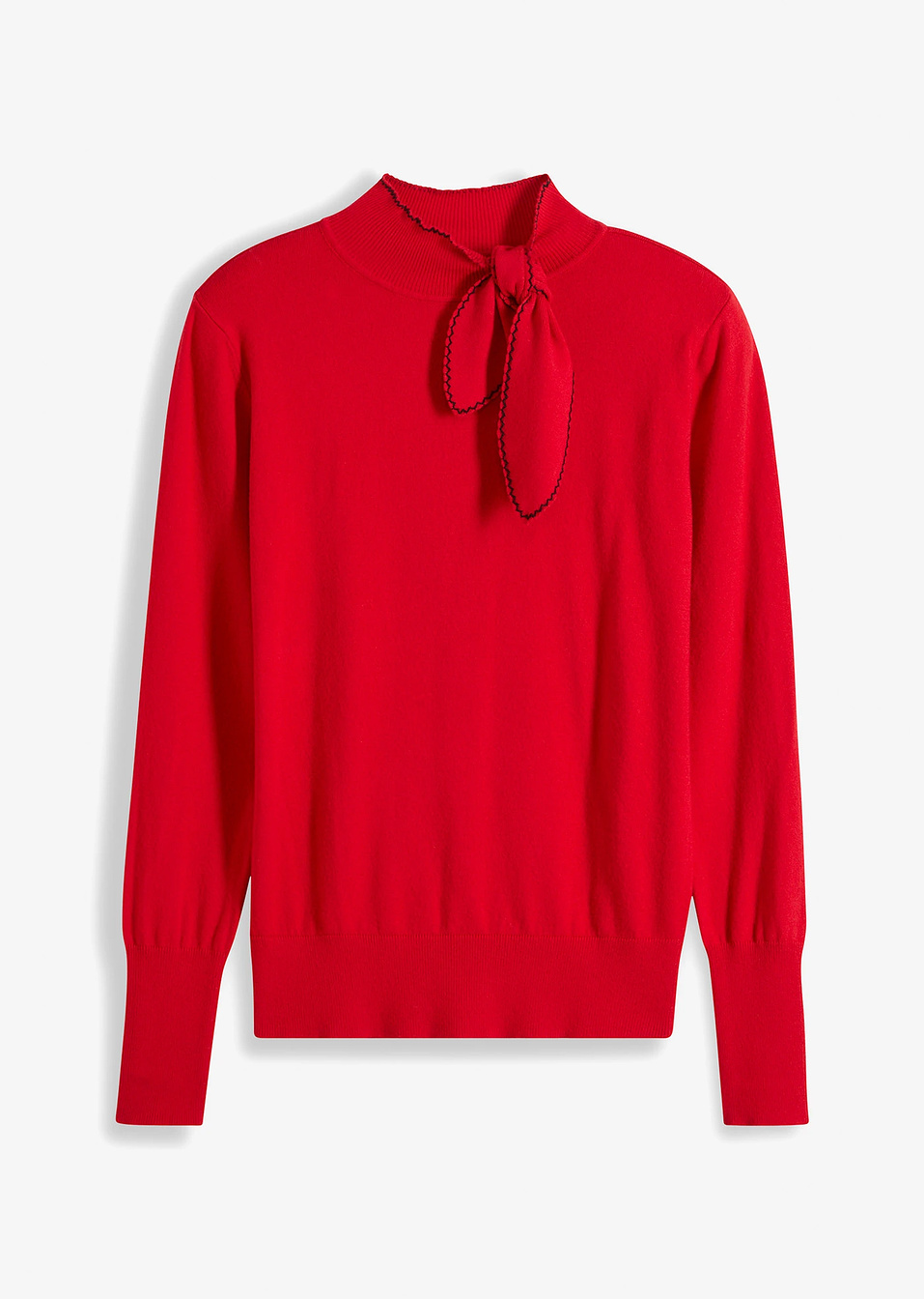 Πουλόβερ με φιόγκο-Κόκκινο έντονο/Μαύρο-BODYFLIRT