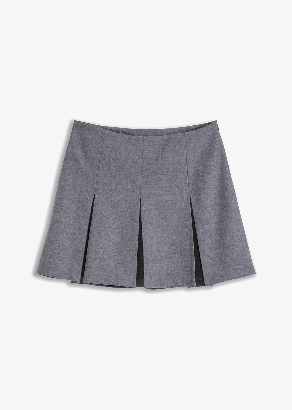 Μίνι φούστα με πιέτες-Γκρι μελανζέ-RAINBOW