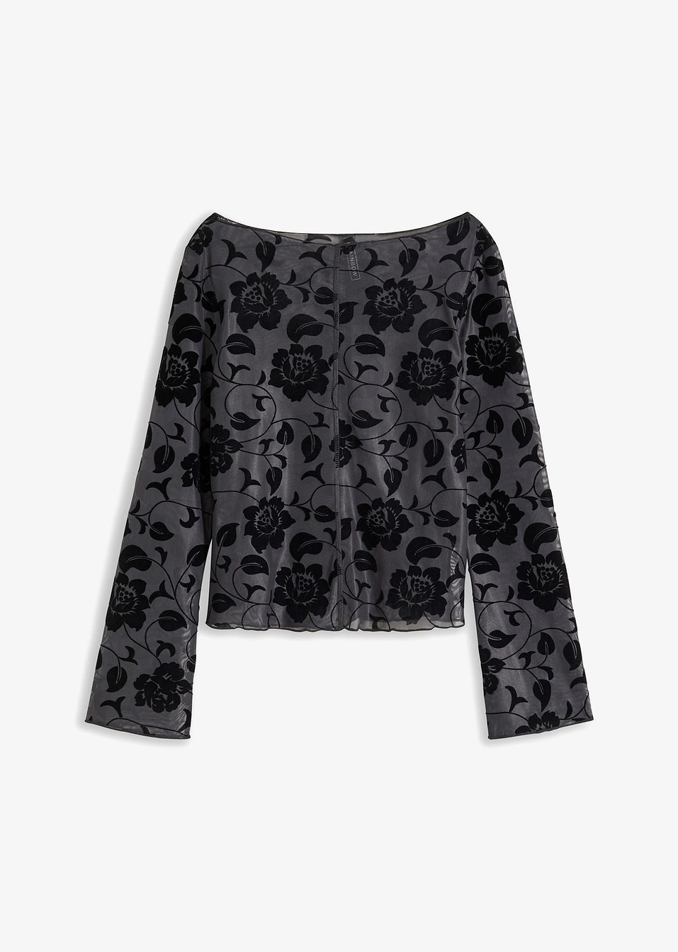 Διάφανη μακρυμάνικη μπλούζα-Ανθρακί-RAINBOW