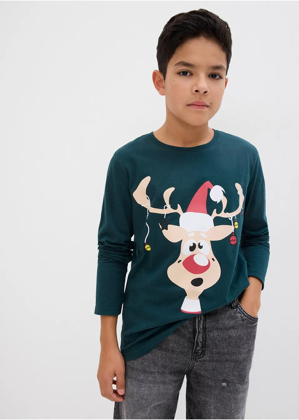 Χριστουγεννιάτικη μακρυμάνικη μπλούζα από βιολογικό βαμβάκι-bpc bonprix collection