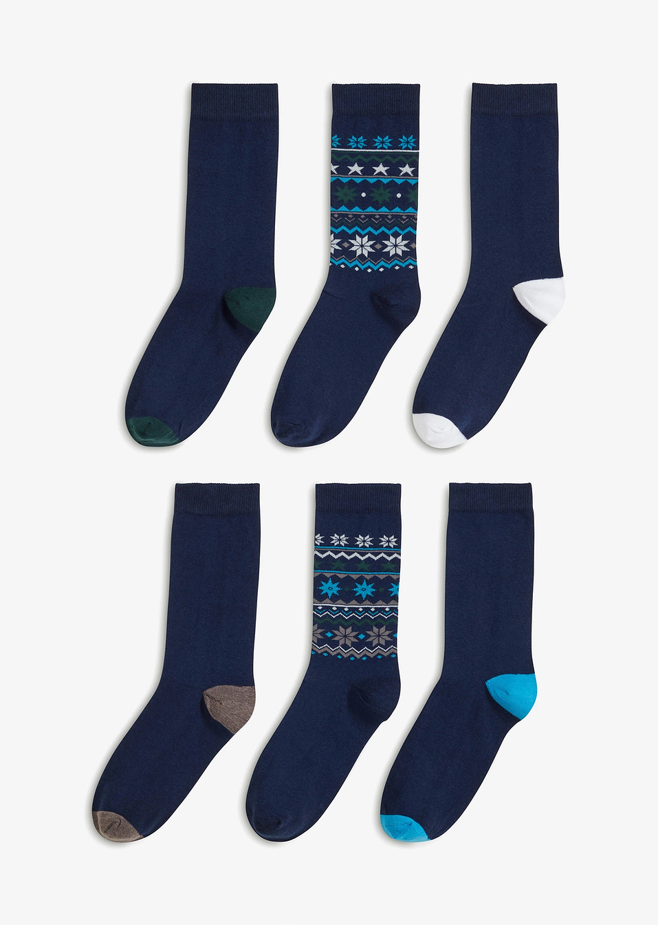 Κάλτσες με βιολογικό βαμβάκι (συσκευασία 6 ζευγαριών)-Λευκό + Της πέτρας φυσικό + Πράσινο του πιπεριού + Ουρανί-bpc bonprix collection