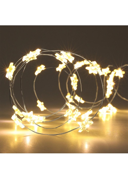 Αλυσίδα αστεράκια θερμό λευκό 40 micro LED ασημί καλώδιο με μπαταρία 2 μ.-