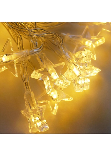 Αλυσίδα αστεράκια θερμό λευκό 10 LED διάφανο καλώδιο με μπαταρία 1,3 μ.-
