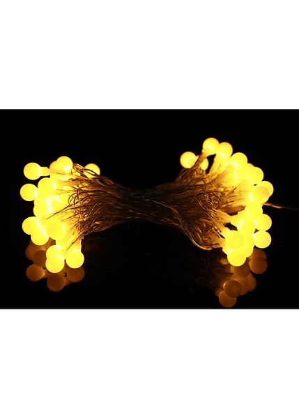 Αλυσίδα 20 LED μπίλιες θερμό λευκό διάφανο καλώδιο με μπαταρία 2,3 μ.-