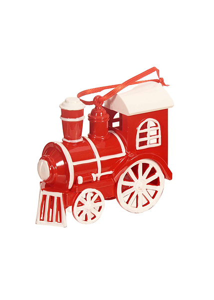 Κρεμαστό πλαστικό τρενάκι με 2 ρόδες λευκό / κόκκινο 10,2x4,5x8,7 εκ.-