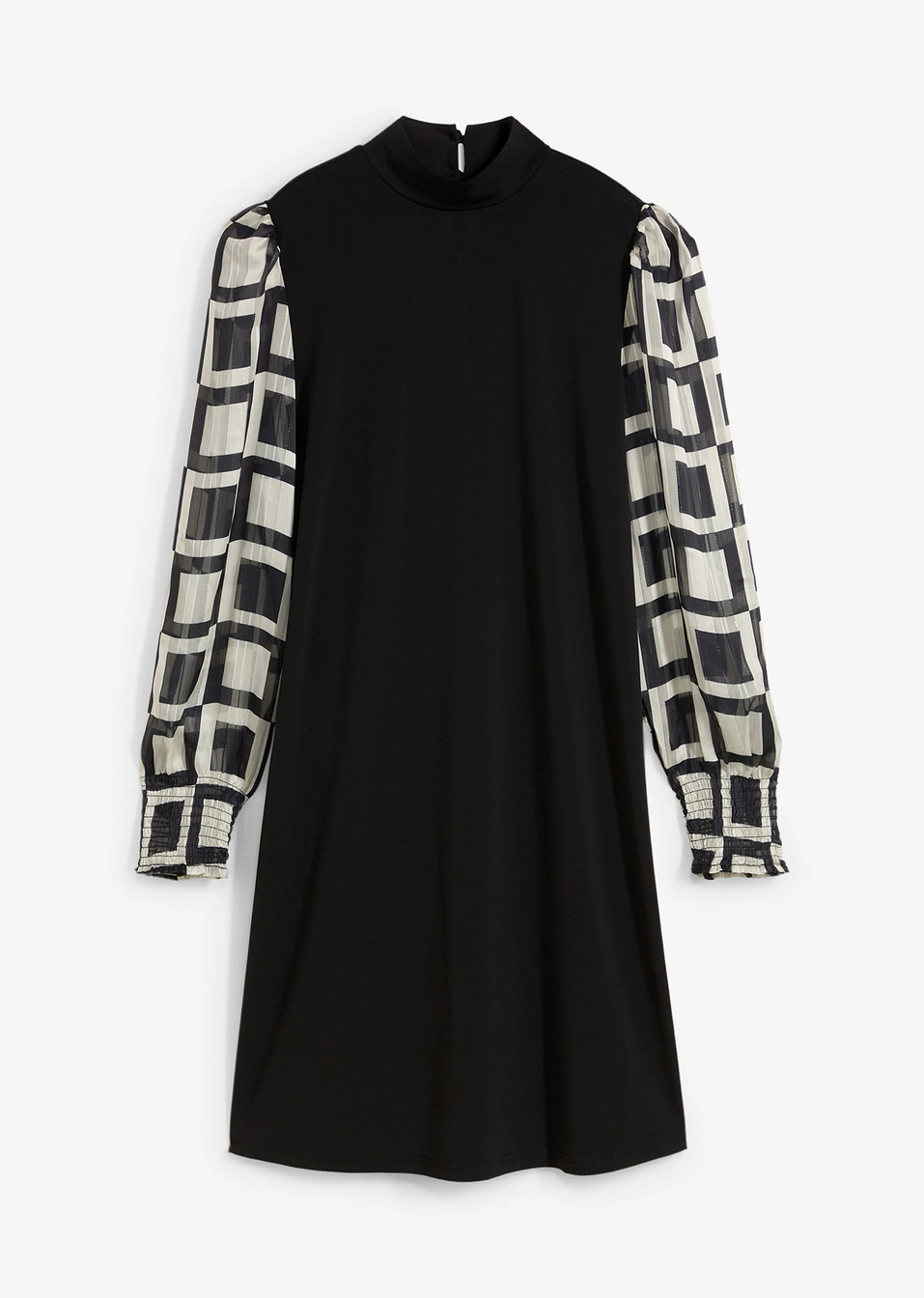 Φόρεμα ζέρσεϊ-Μαύρο/Φυσικό-bpc selection