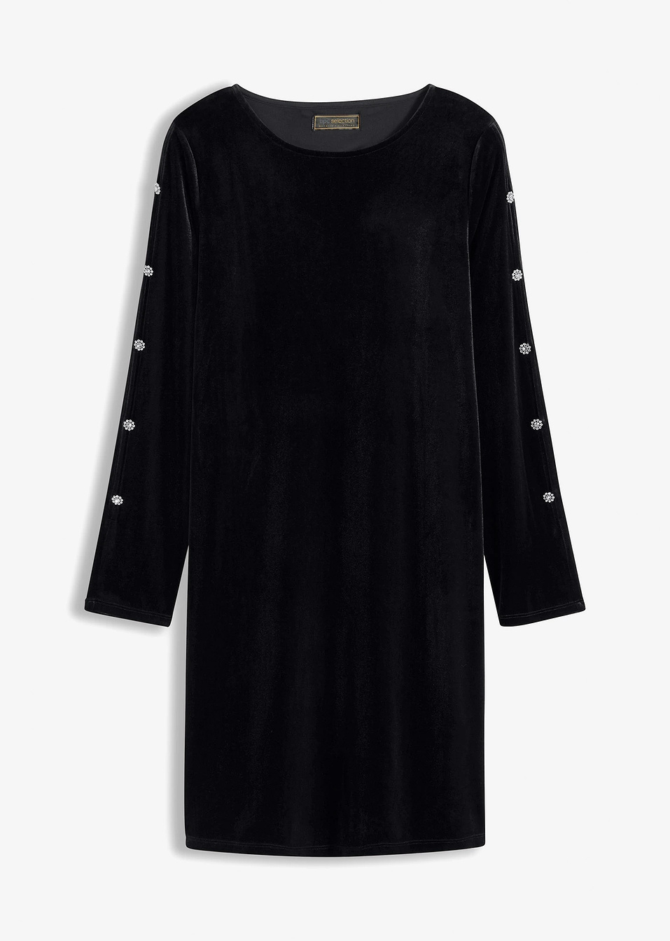 Κοντό φόρεμα από μαλακό βελούδο-Μαύρο-bpc selection