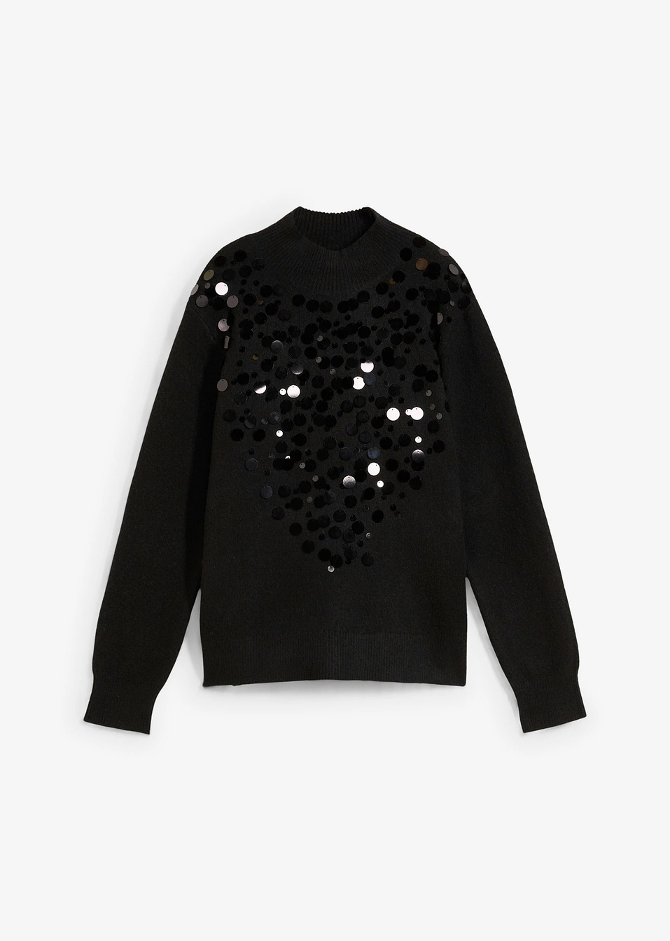 Πουλόβερ με παγιέτες-Μαύρο-bpc selection
