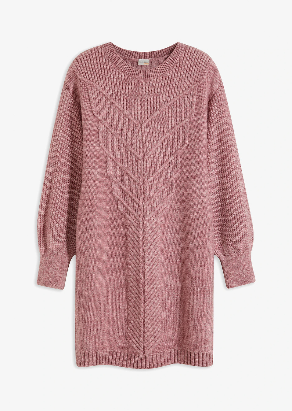 Πλεκτό φόρεμα με πλέξη κοτσίδα-Ροζ-BODYFLIRT boutique