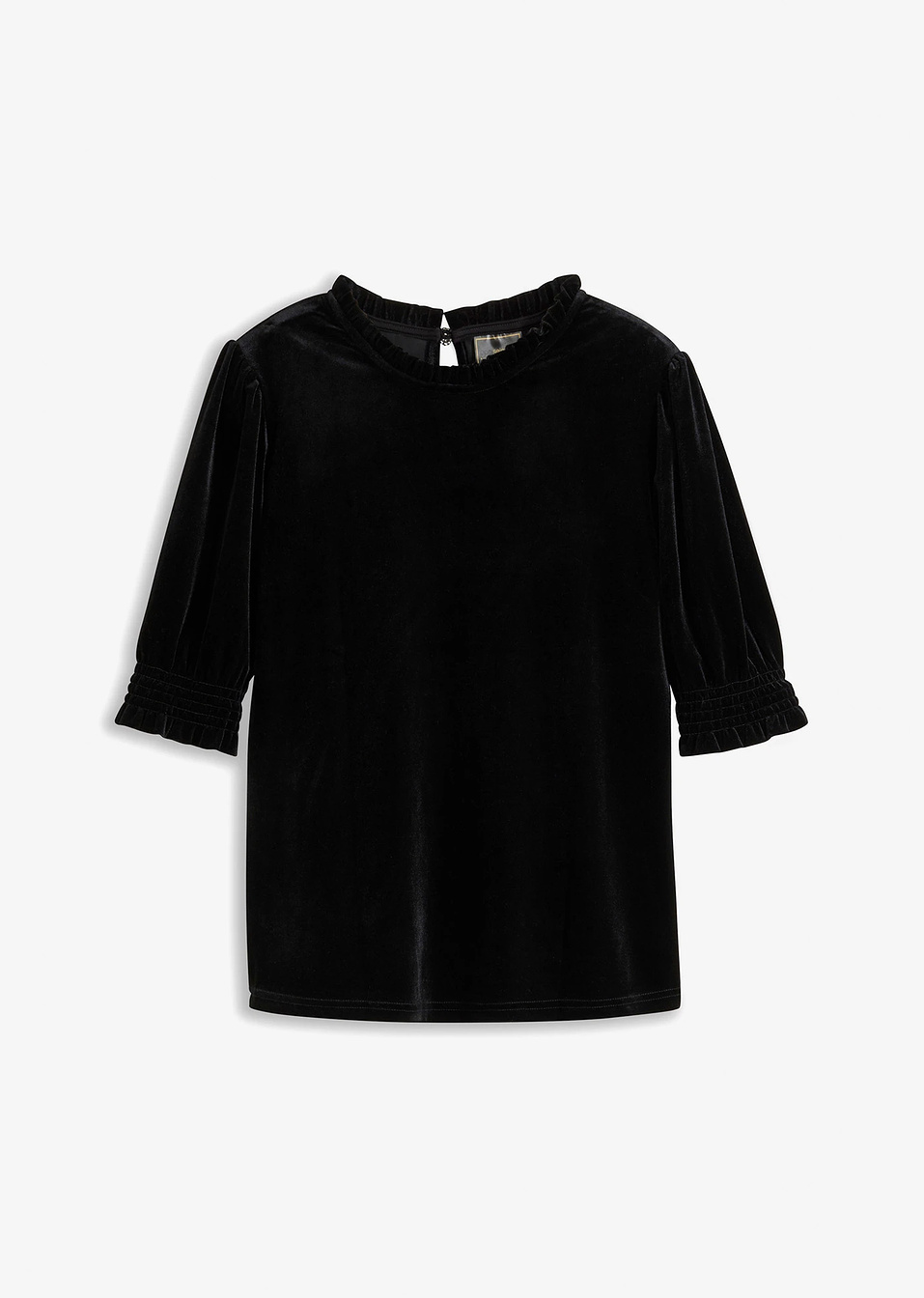 Μπλούζα από μαλακό βελούδο-Μαύρο-bpc selection