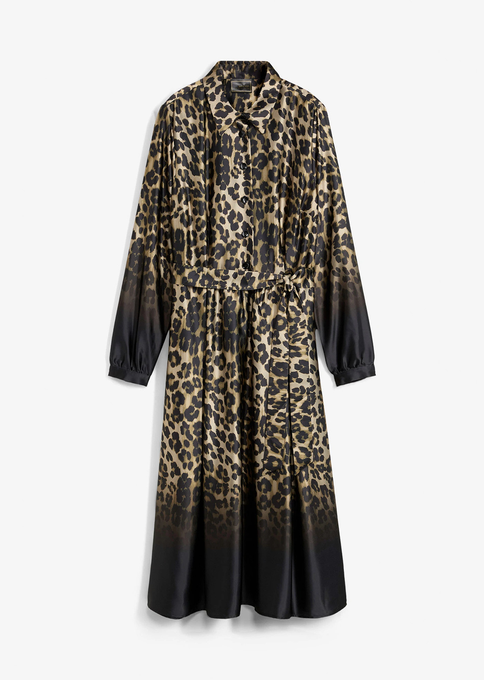 Σατέν φόρεμα chemisier-Μαύρο/Της άμμου-bpc selection