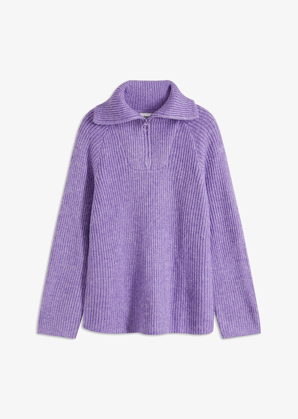 Πουλόβερ ριμπ με φερμουάρ-Λιλά ανοιχτό-bpc bonprix collection