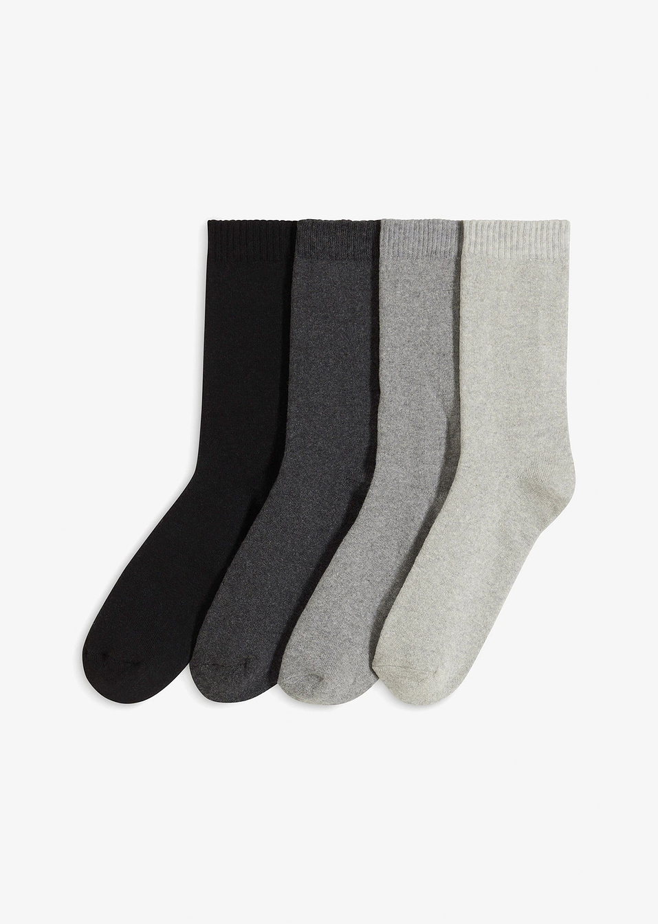 Ισοθερμικές κάλτσες από βιολογικό βαμβάκι (συσκευασία 4 ζευγαριών)-Μαύρο/Ανθρακί μελανζέ/Γκρι μελανζέ/Γκρι ανοιχτό-bonprix