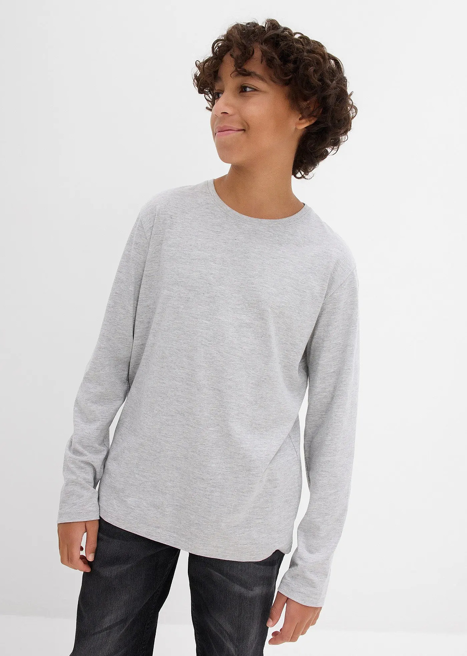 Μακρυμάνικη μπλούζα από καθαρό βιολογικό βαμβάκι (συσκευασία των 3)-bonprix