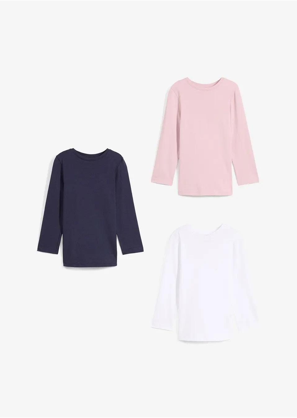 Μακρυμάνικη μπλούζα (συσκευασία των 3) από καθαρό βιολογικό βαμβάκι-bonprix