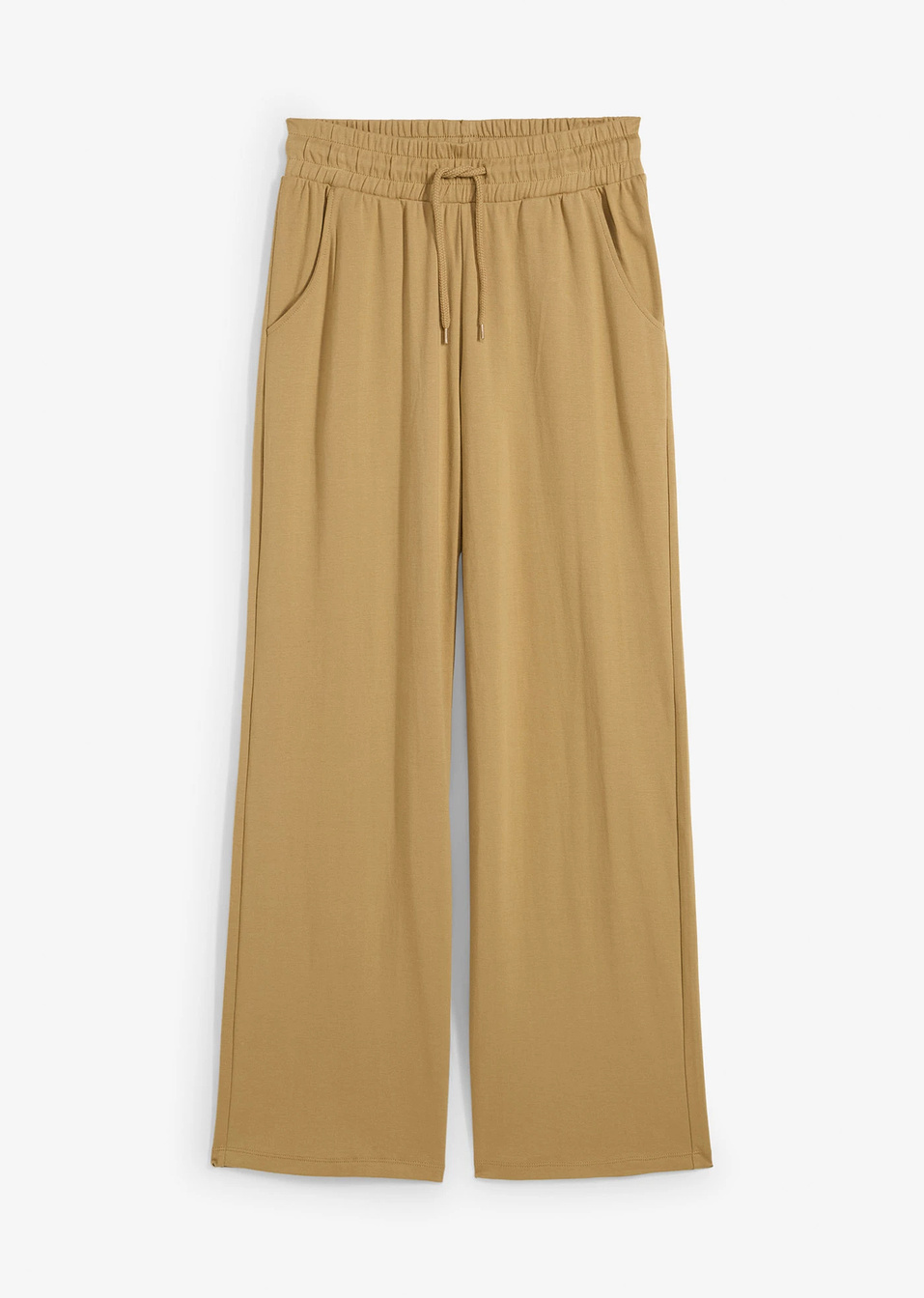 Φαρδύ παντελόνι από ζέρσεϊ interlock-Πράσινο λαδί ανοιχτό-bonprix