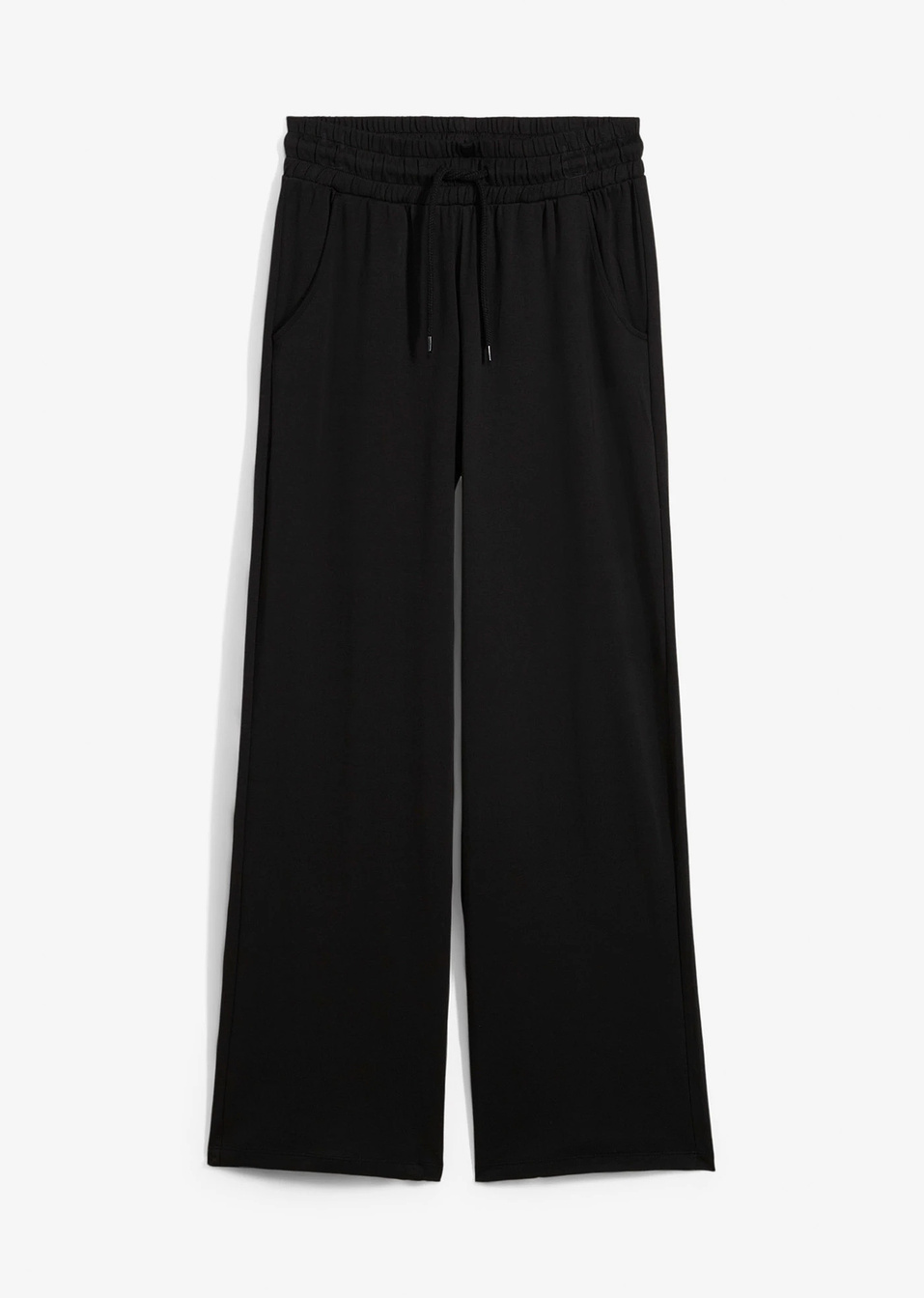 Φαρδύ παντελόνι από ζέρσεϊ interlock-Μαύρο-bonprix