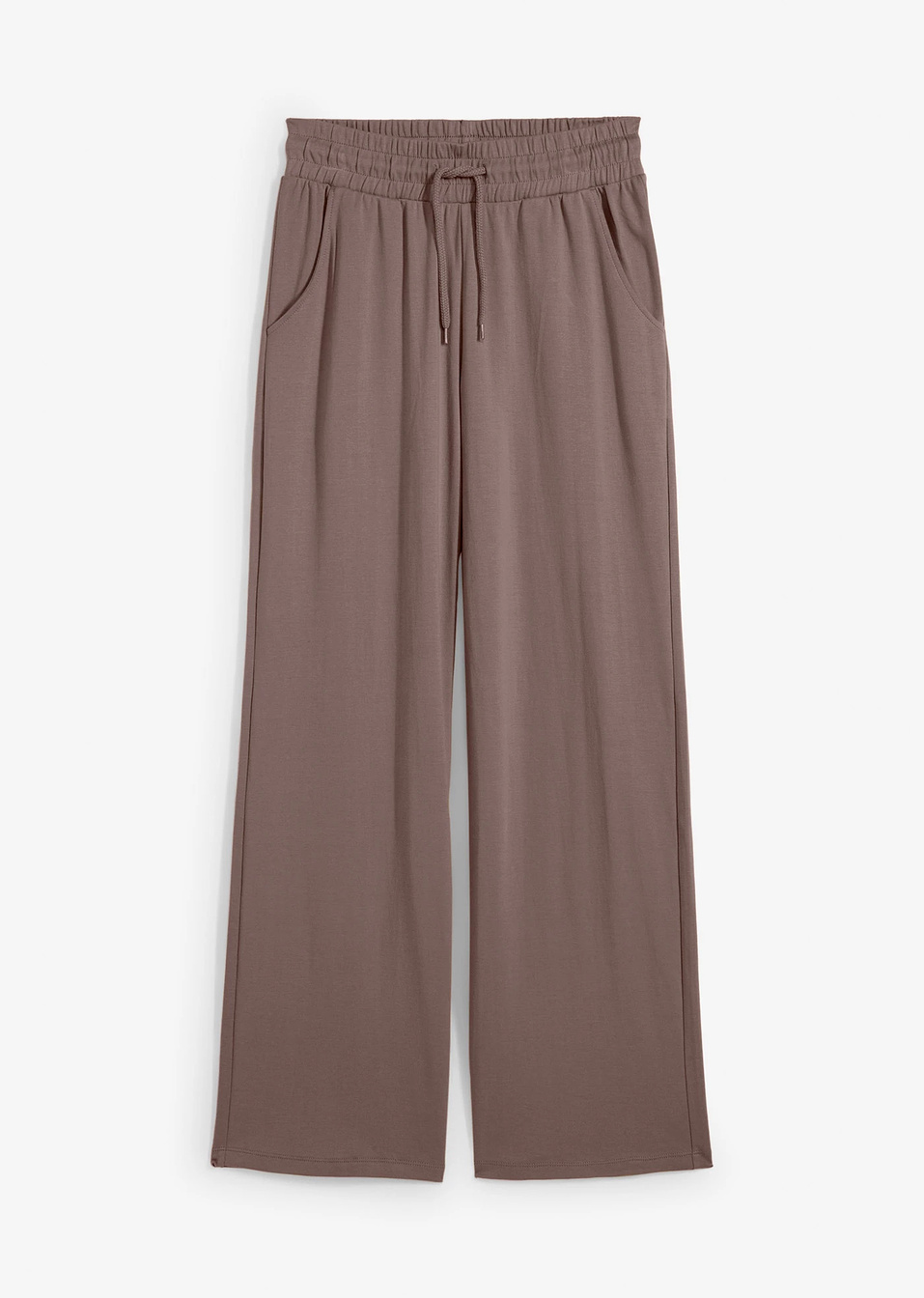 Φαρδύ παντελόνι από ζέρσεϊ interlock-Καφέ του πηλού-bonprix