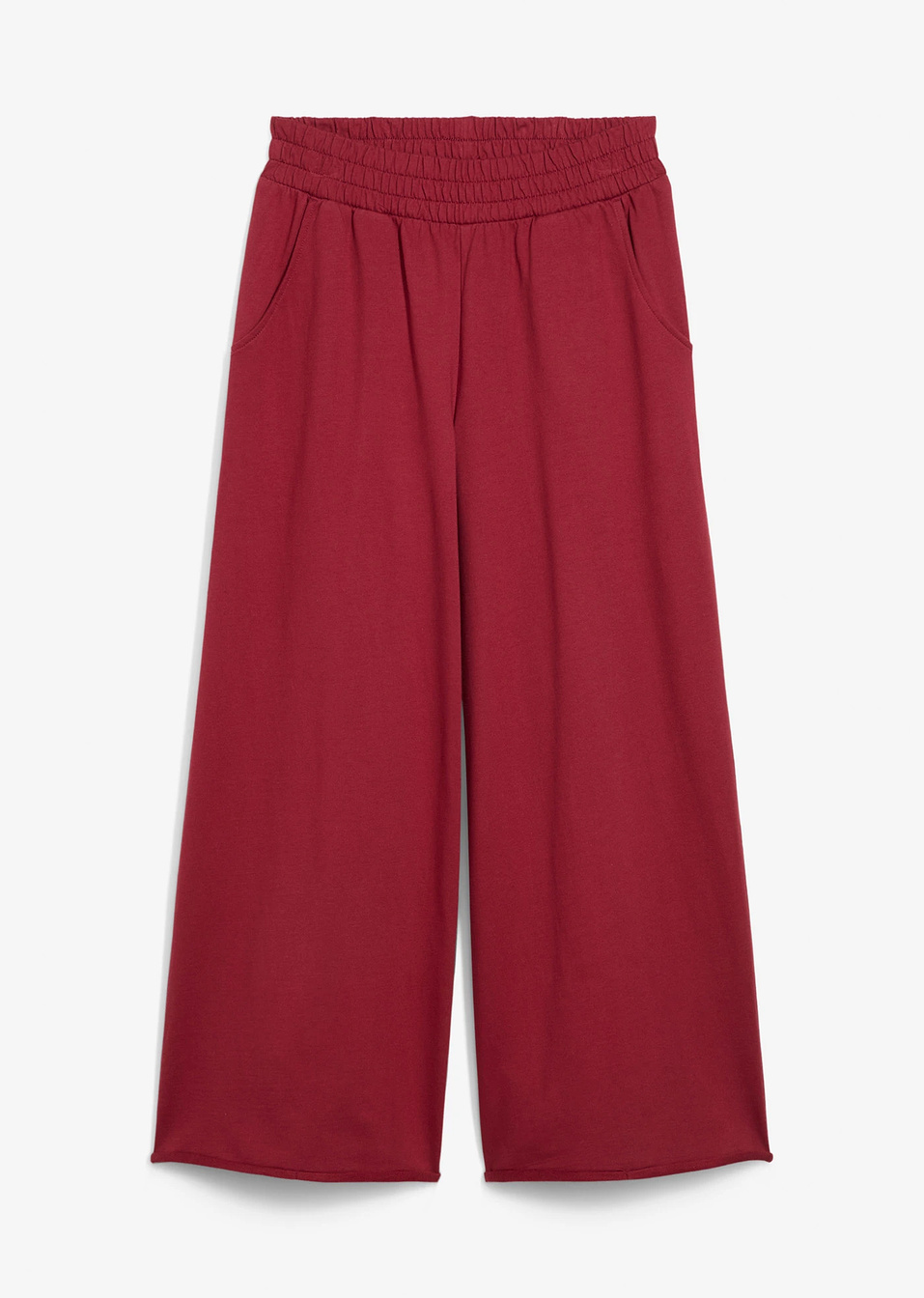 Φαρδύ παντελόνι φούτερ cropped-Κόκκινο δαμασκηνί-bonprix