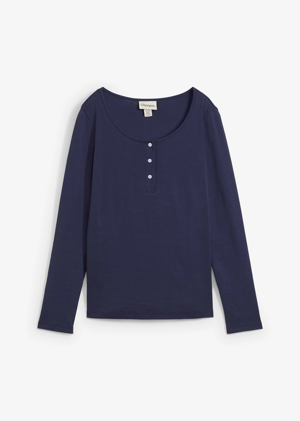 Μπλούζα με στρογγυλή λαιμόκοψη από καθαρό βιολογικό βαμβάκι-Μπλε σκούρο-bonprix