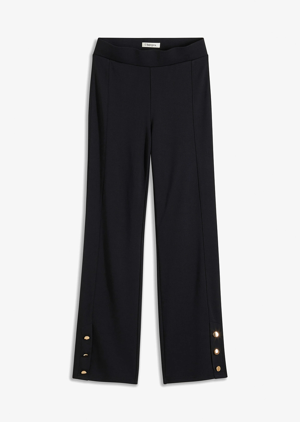 Παντελόνι ζέρσεϊ με κουμπιά-Μαύρο-bonprix