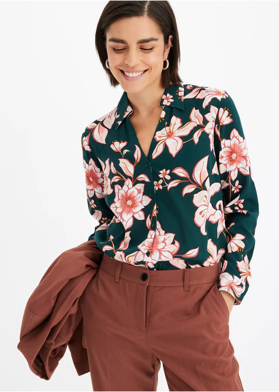 Εμπριμέ πουκαμίσα από χυτή βισκόζη-bonprix