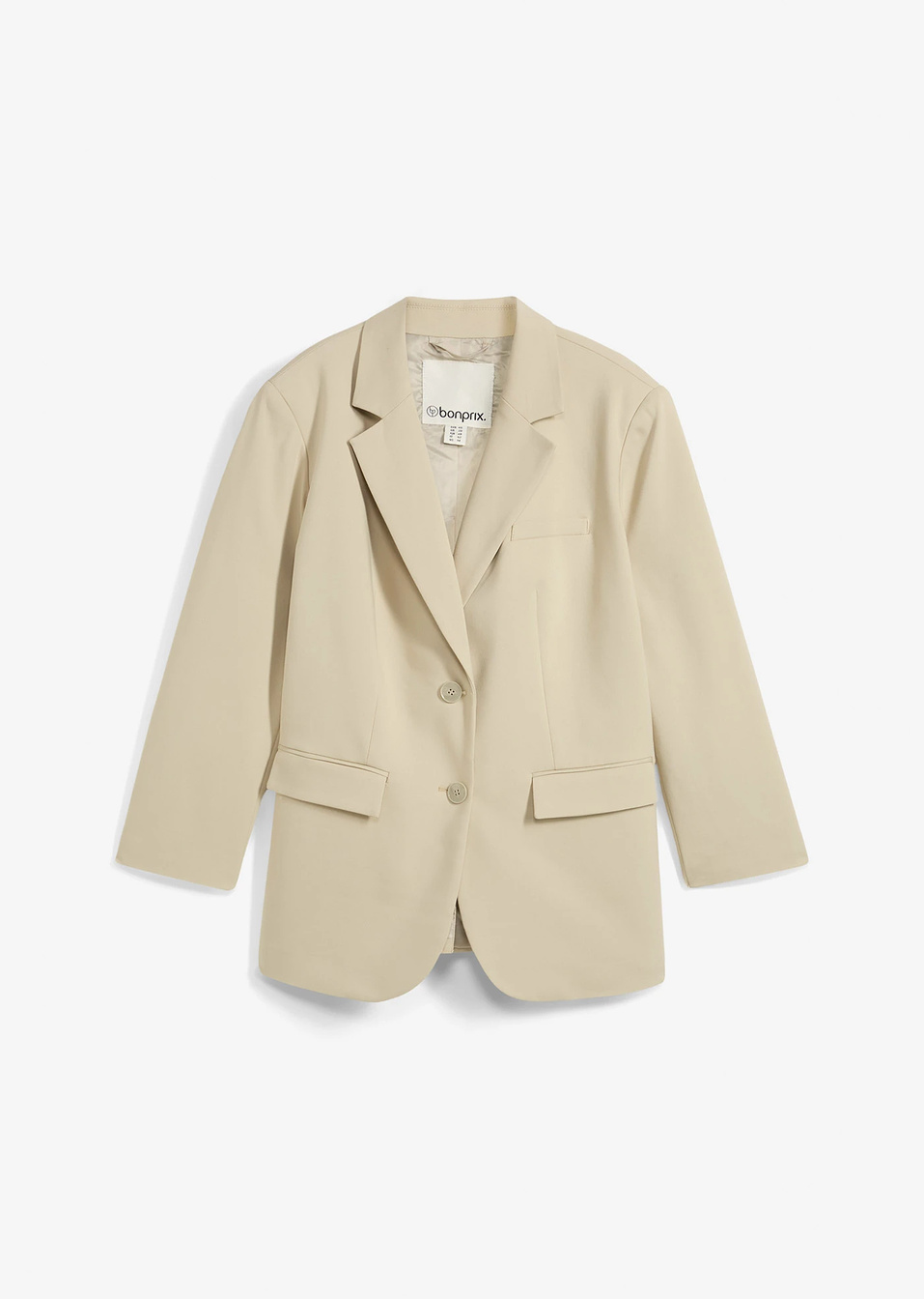 Σακάκι oversized με βάτες στους ώμους-Καφέ ανοιχτό-bonprix
