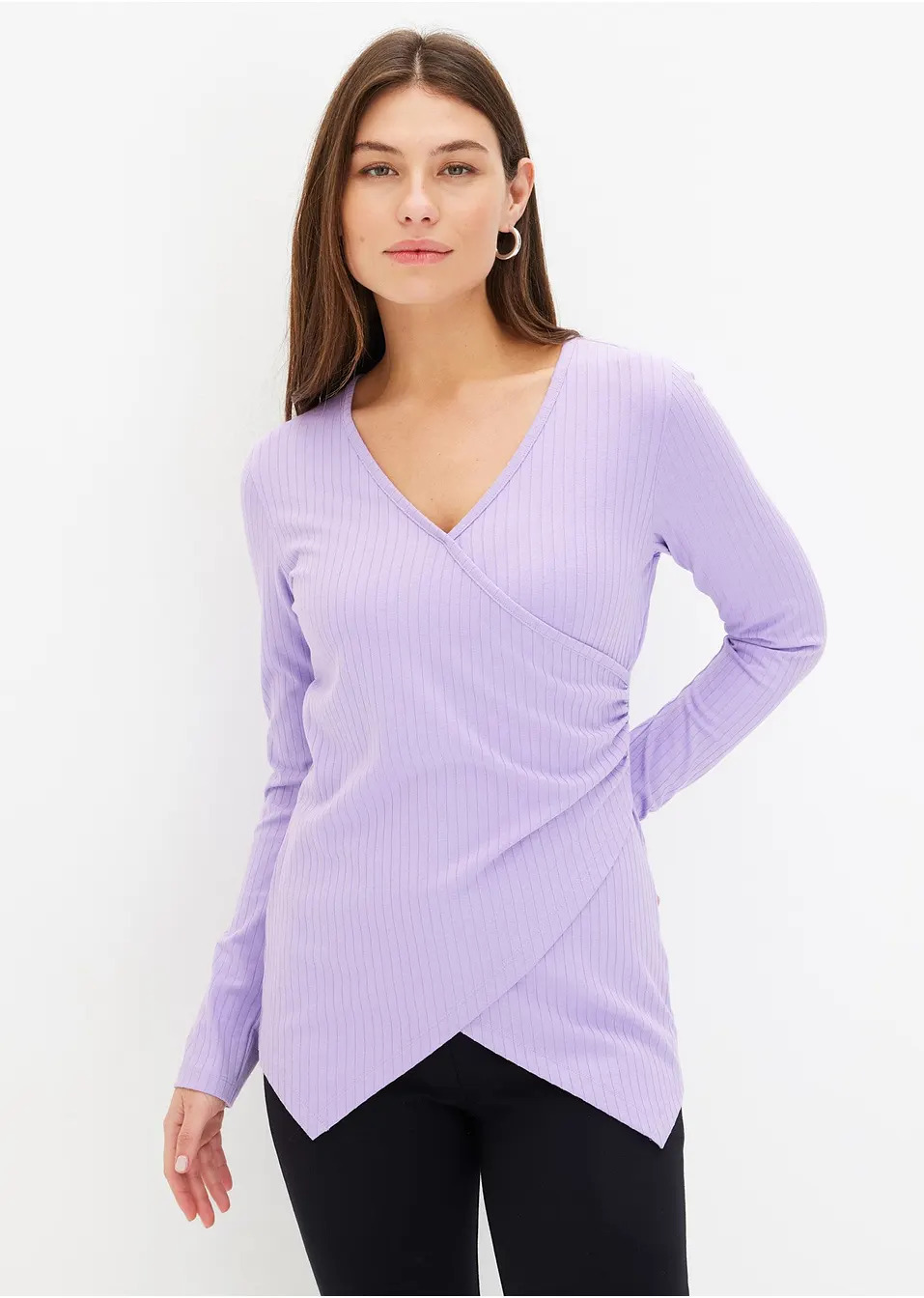 Μπλούζα ριμπ με κρουαζέ look-bonprix