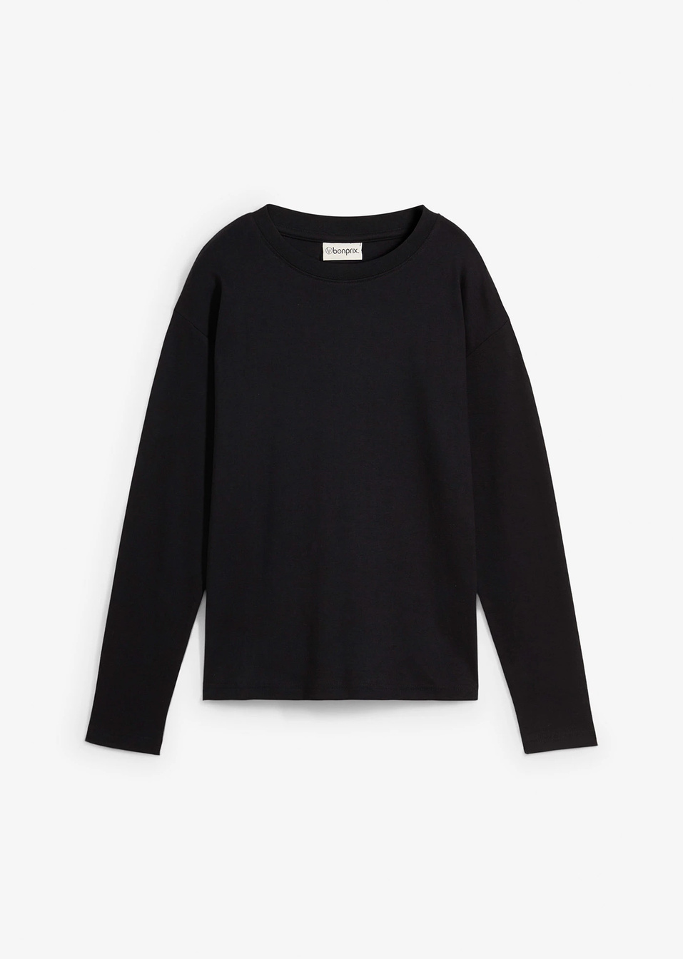 Μακρυμάνικη μπλούζα από καθαρό βιολογικό βαμβάκι-Μαύρο-bonprix
