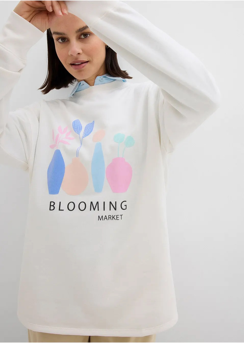 Φούτερ oversized από σύμμεικτο βαμβάκι-bonprix