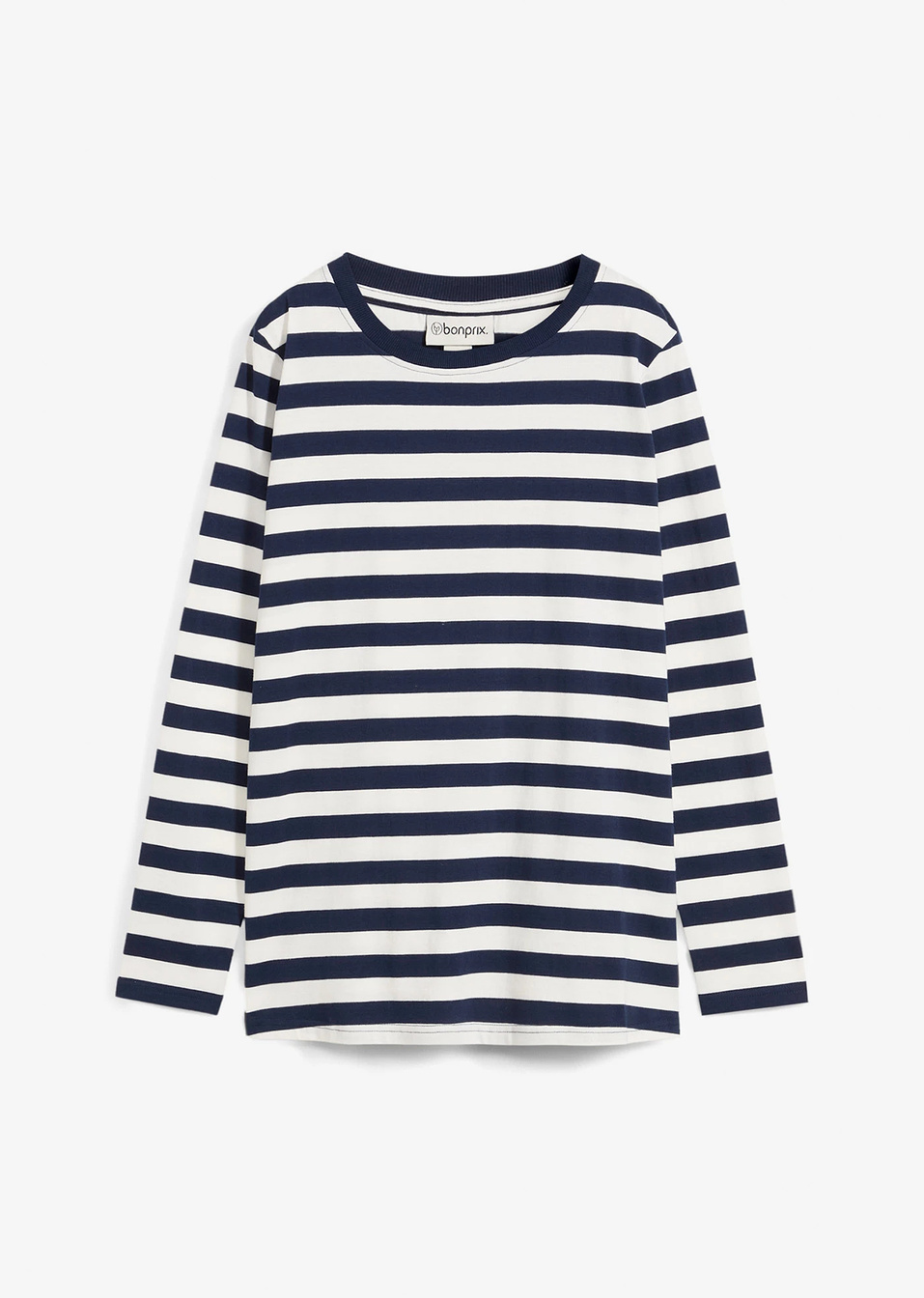 Ριγέ μπλούζα από καθαρό βιολογικό βαμβάκι-Μπλε σκούρο/Λευκό κρεμ ριγέ-bonprix