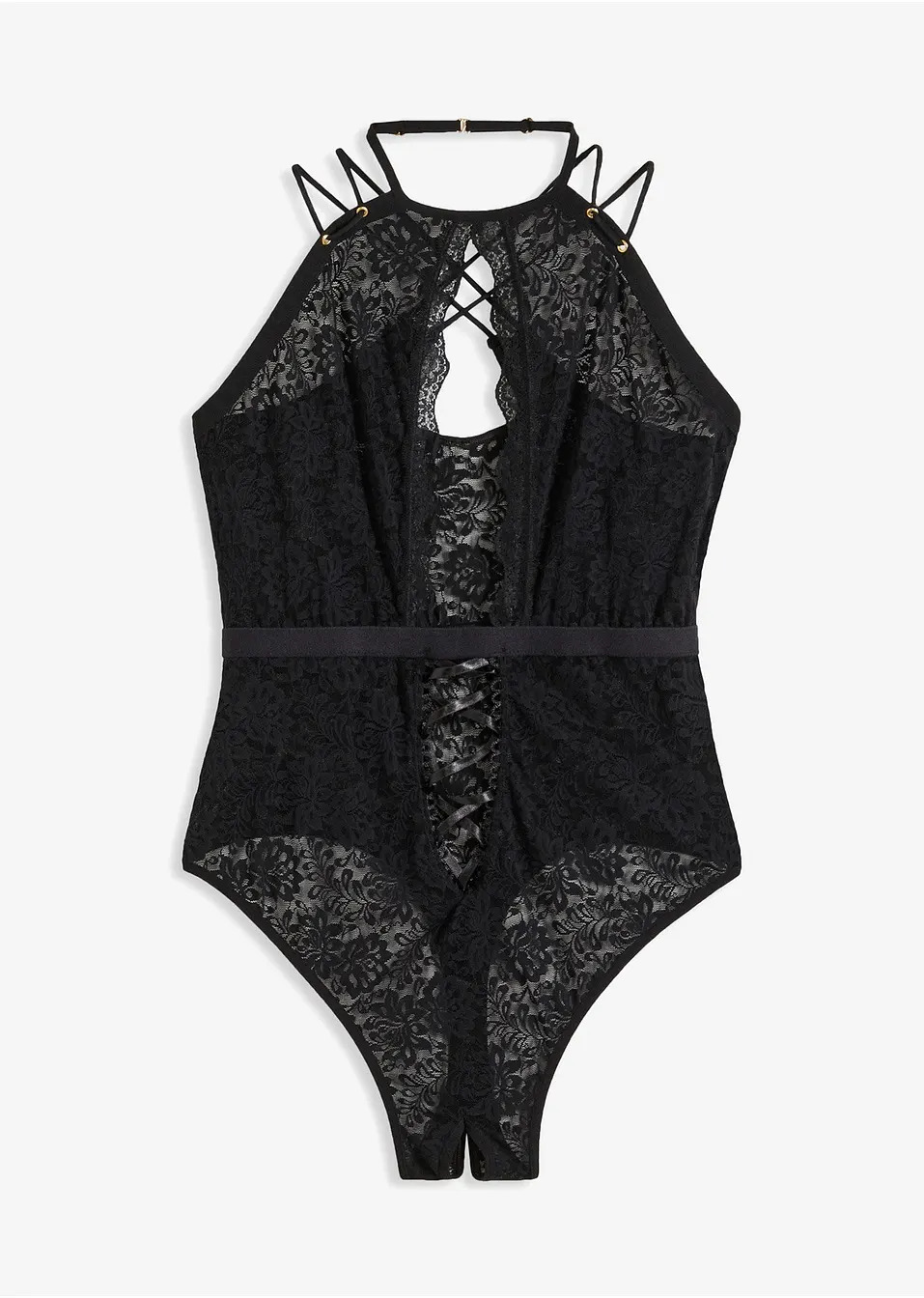 Боди с разкриващи прашки-Черно-Venus