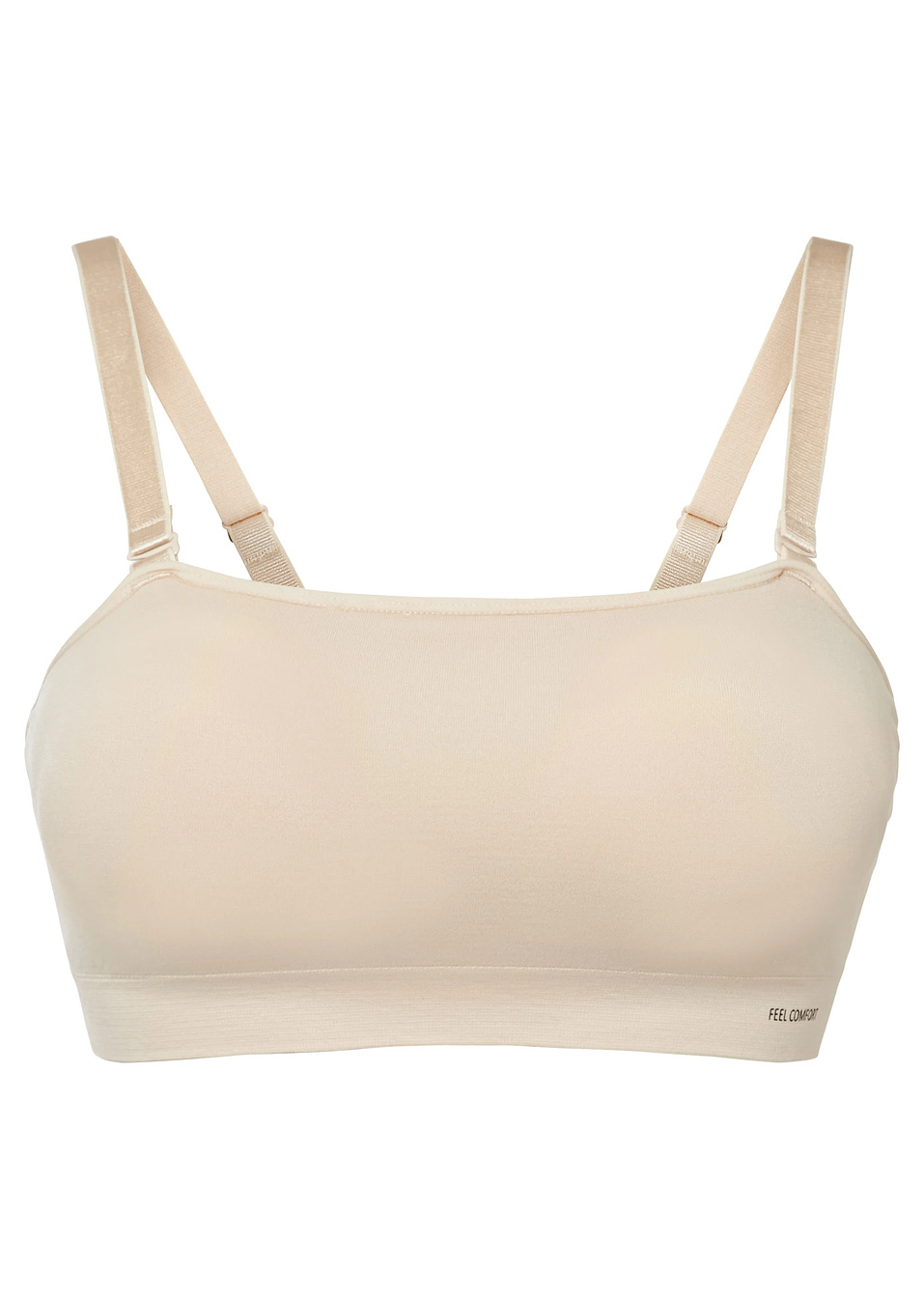 Σουτιέν στράπλες με επένδυση χωρίς ραφές, με αποσπώμενες τιράντες Feel Comfort-Της άμμου-bonprix
