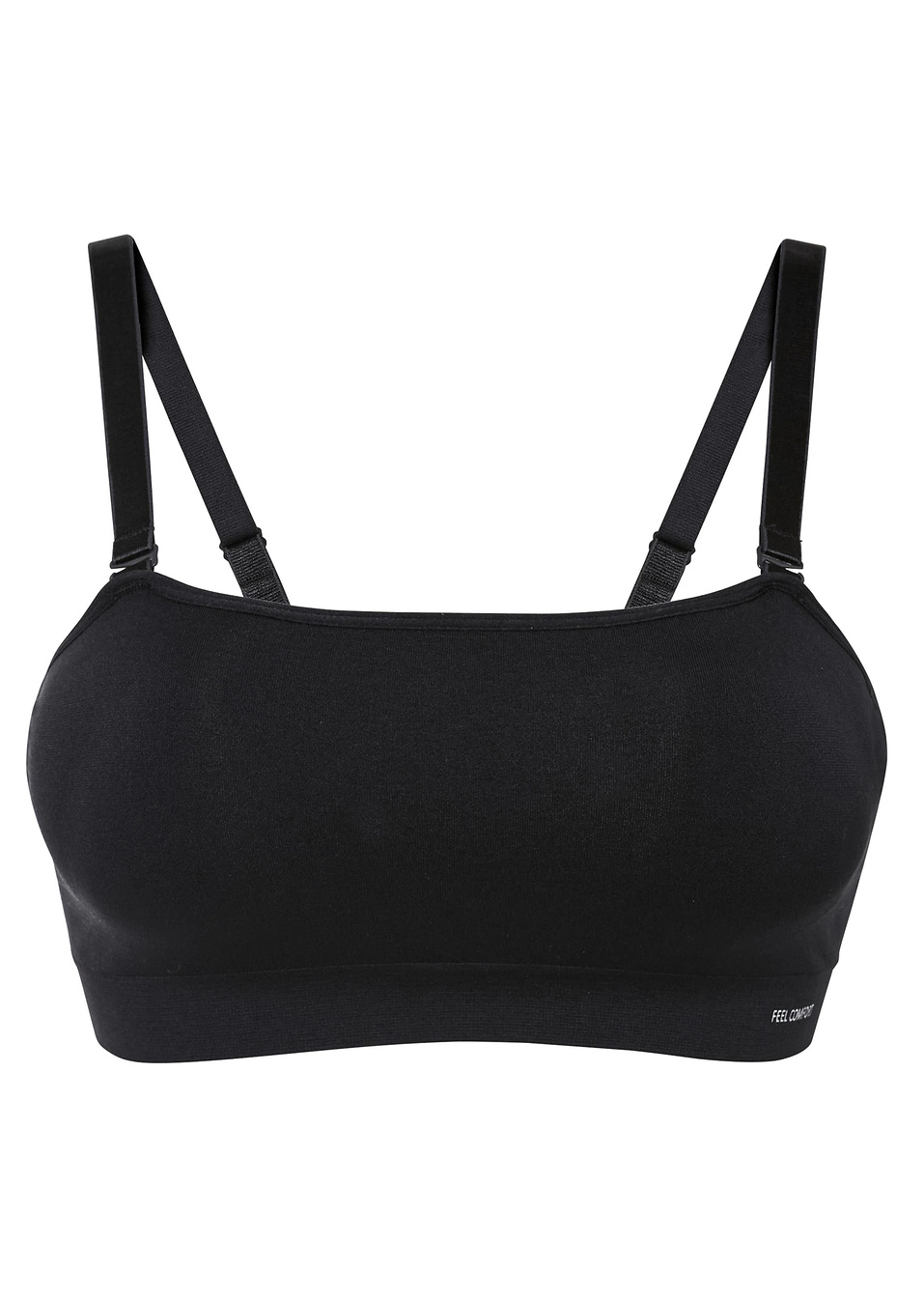 Σουτιέν στράπλες με επένδυση χωρίς ραφές, με αποσπώμενες τιράντες Feel Comfort-Μαύρο-bonprix