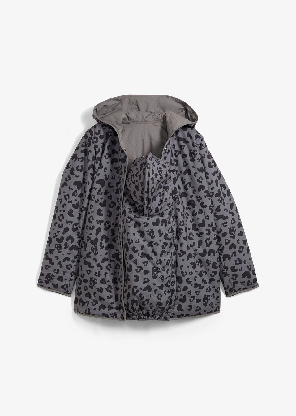 Τζάκετ εγκυμοσύνης double face 4-σε-1 με προσθήκη babywearing-Γκρι φιμέ/Μαύρο-bonprix