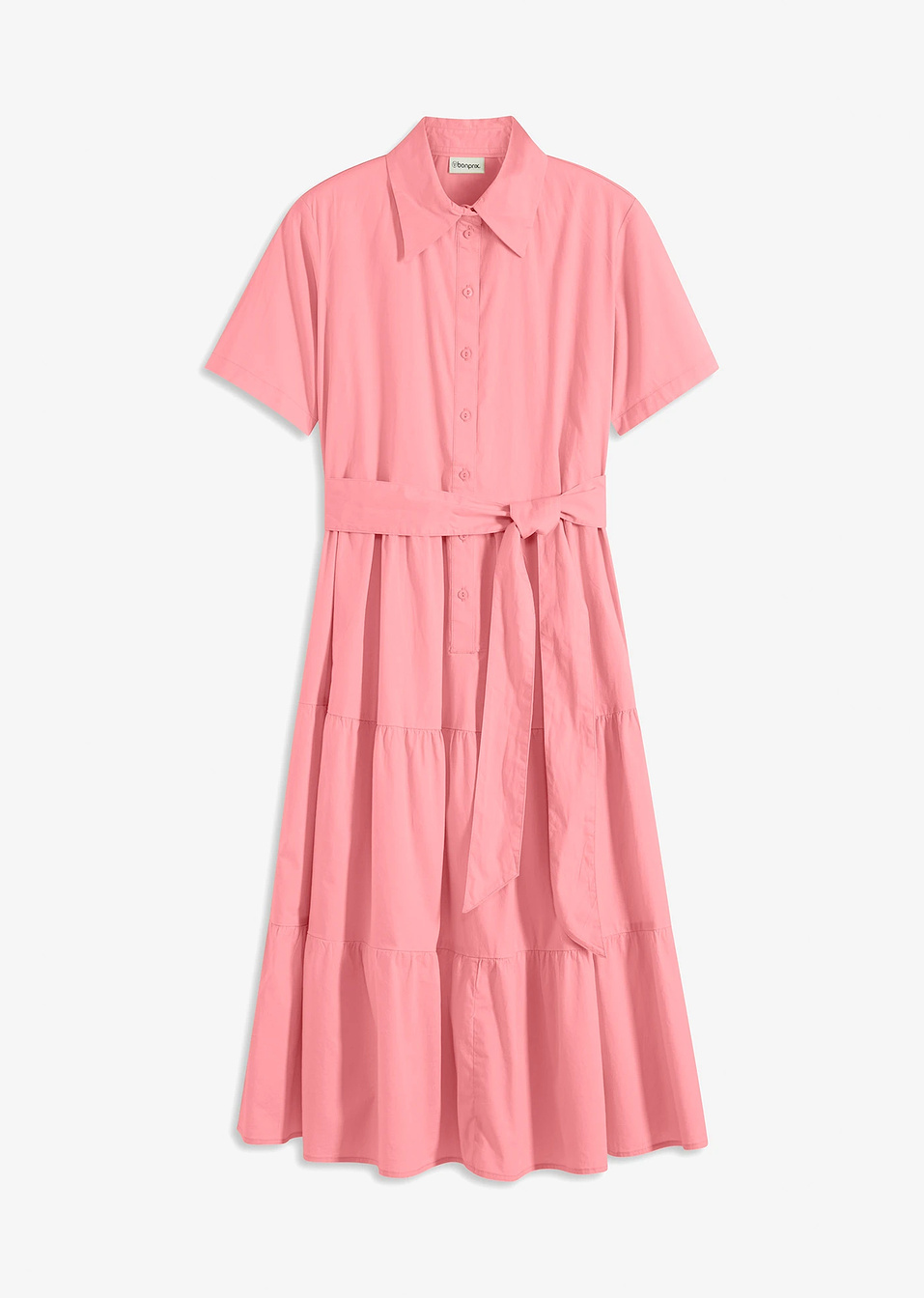 Φόρεμα chemisier από ελαστικό σύμμεικτο βαμβάκι-Ροζ-bonprix