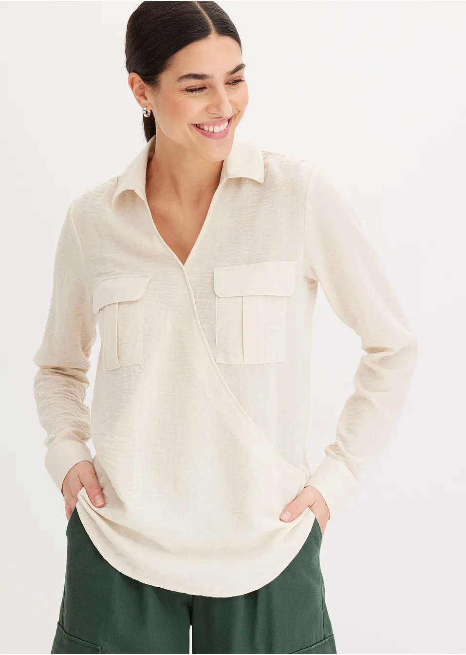 Μπλούζα με κρουαζέ look-bonprix