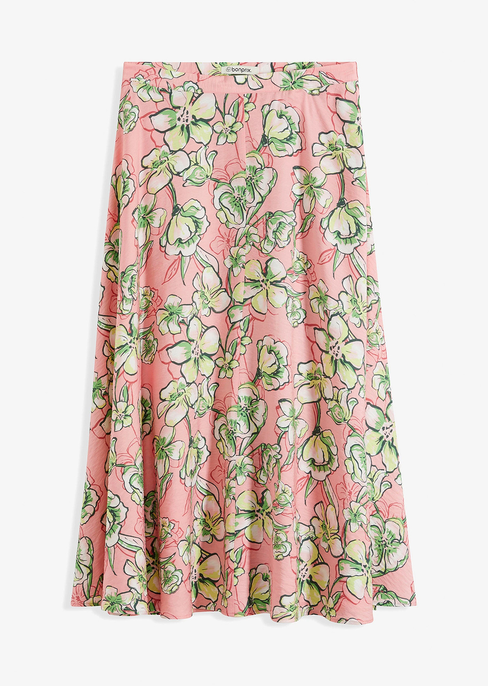 Φούστα midi από χυτή σύμμεικτη βισκόζη-Ροζ του χαλαζία-bonprix