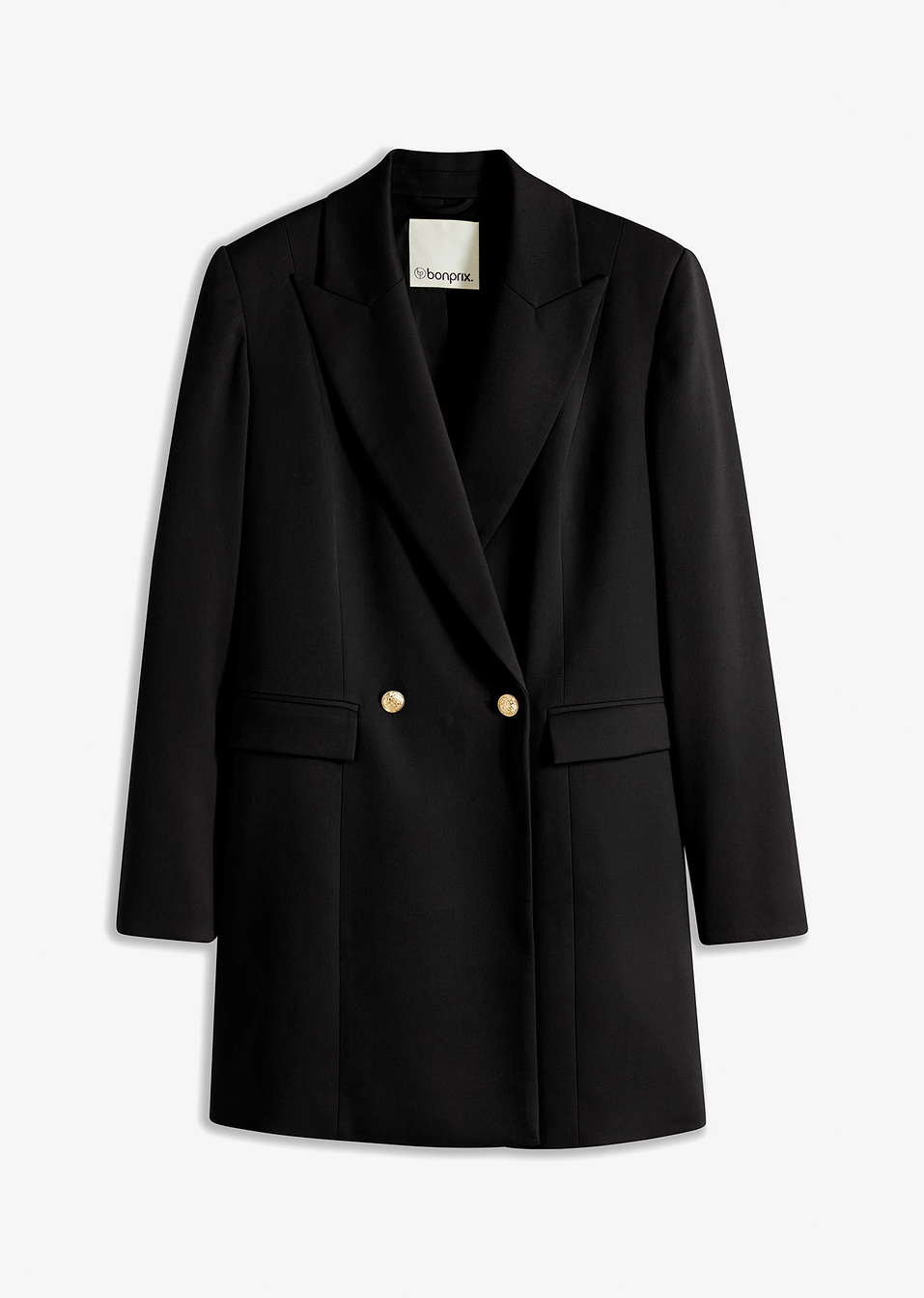 Μακρύ σακάκι με κουμπιά-Μαύρο-bonprix