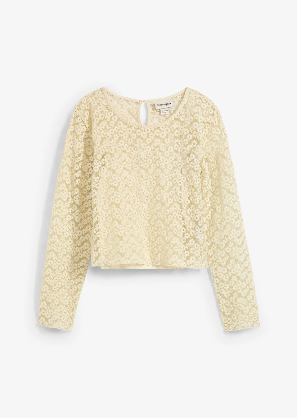 Δαντελένια μπλούζα με τοπ ζέρσεϊ (σετ 2 τεμ.)-Φυσικό-bonprix