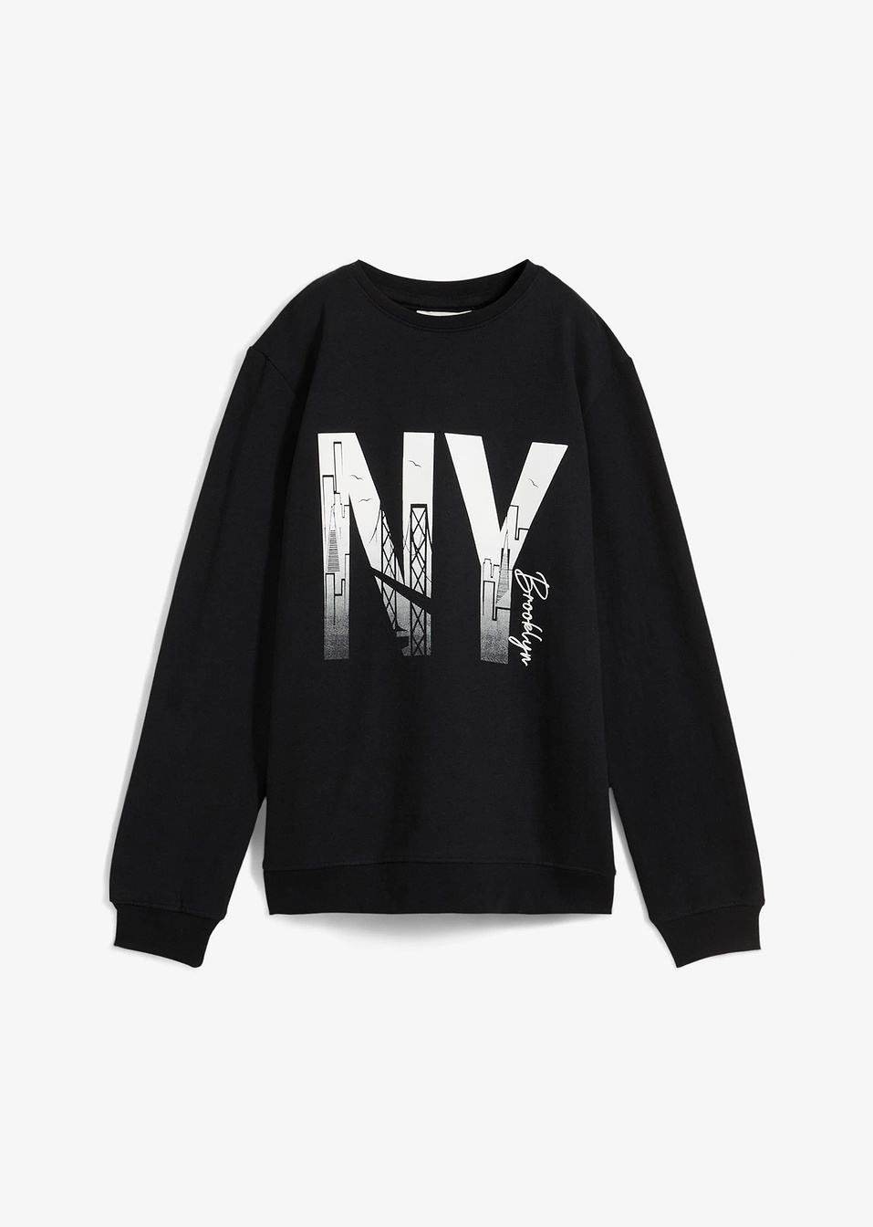 Φούτερ από μαλακό σύμμεικτο βαμβάκι-Μαύρο-bonprix