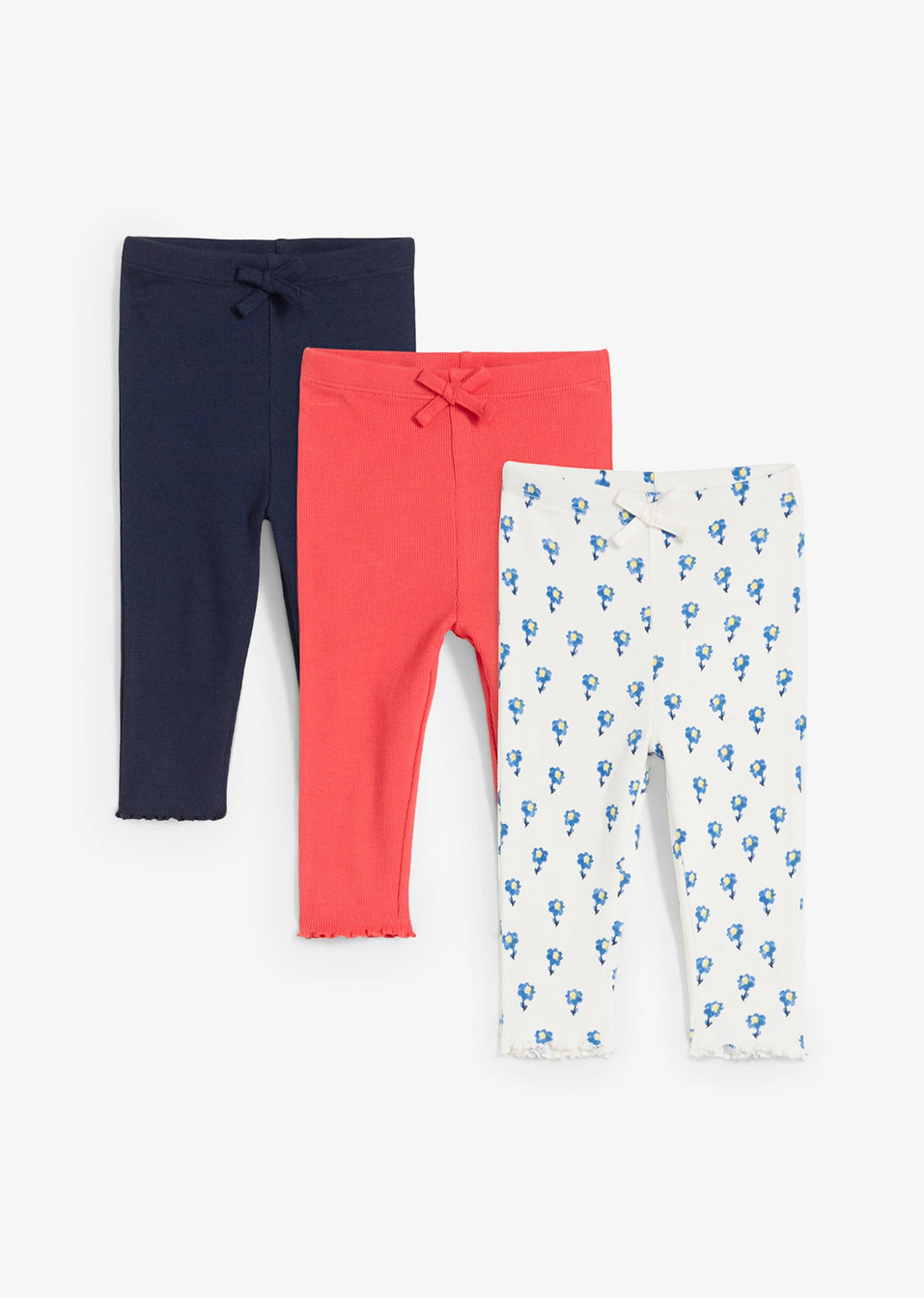 Рипсен клин от био памук (опаковка с 3 бр.)-Омарово червено + Тъмно синьо + Кремаво бяло-bonprix