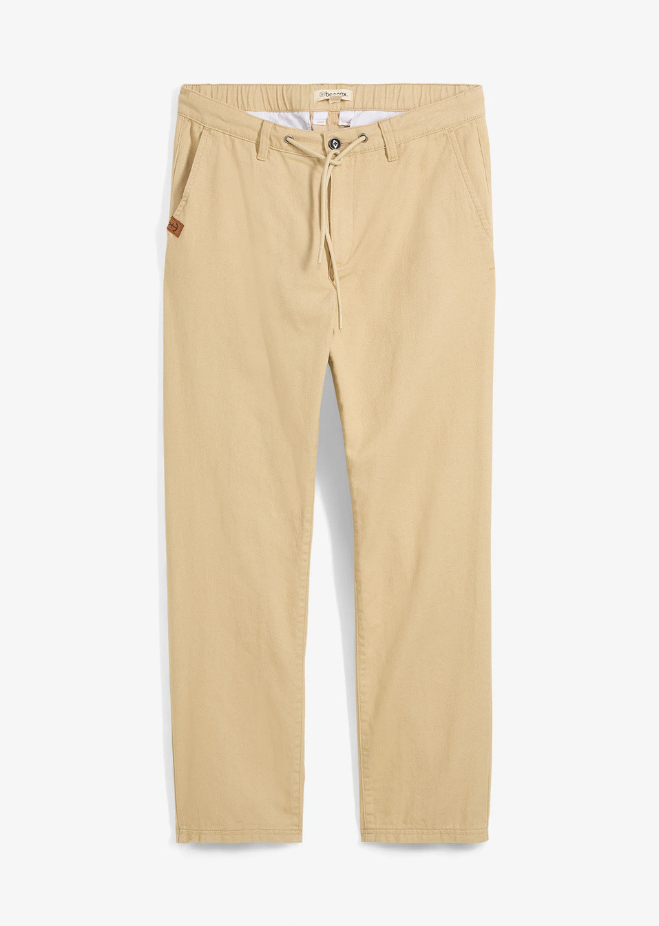 Παντελόνι chino από καθαρό βαμβάκι straight, loose fit-Μπεζ πράσινο-bonprix
