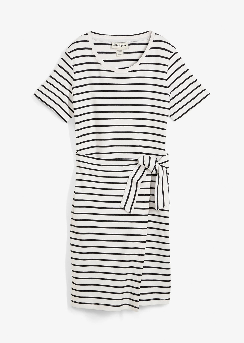 Рокля от жарсе от чист памук-Кремаво бяло/Черно райе-bonprix