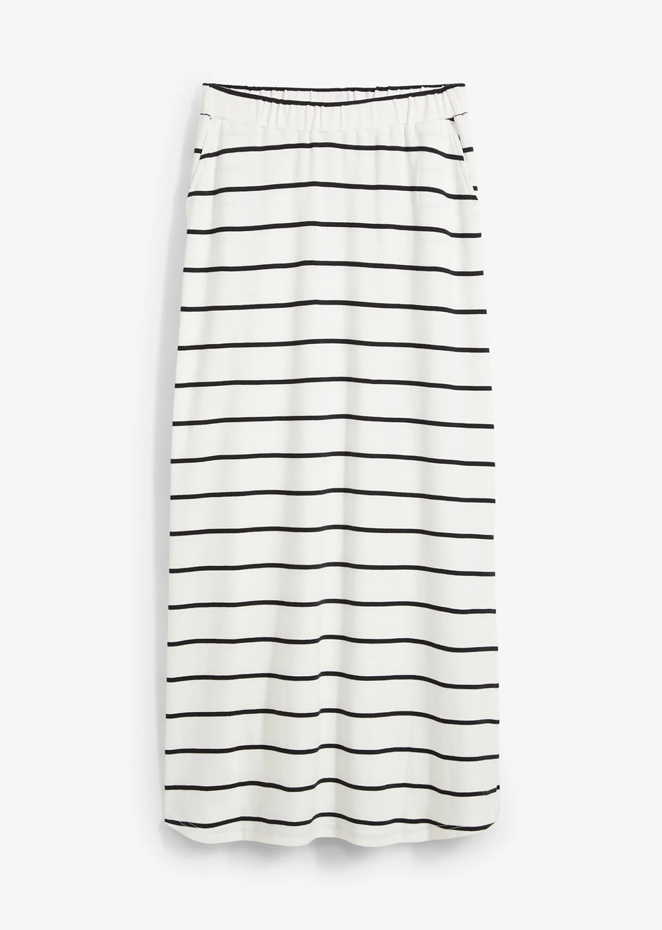 Μακριά φούστα από καθαρό βιολογικό βαμβάκι-Λευκό κρεμ/Μαύρο ριγέ-bonprix