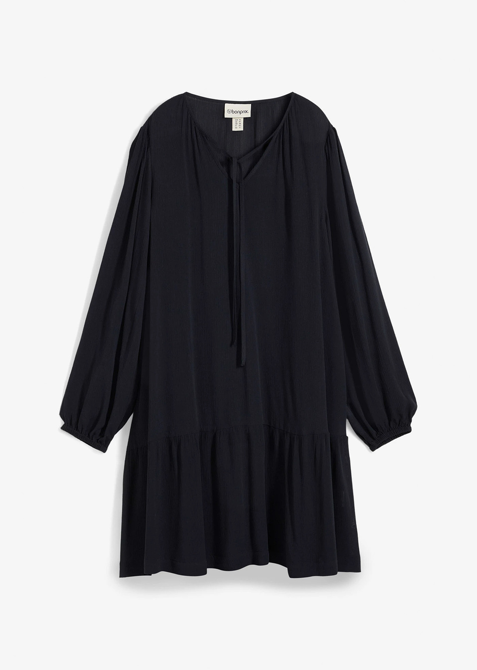Φόρεμα σε γραμμή τουνίκ από χυτή βισκόζη-Μαύρο-bonprix